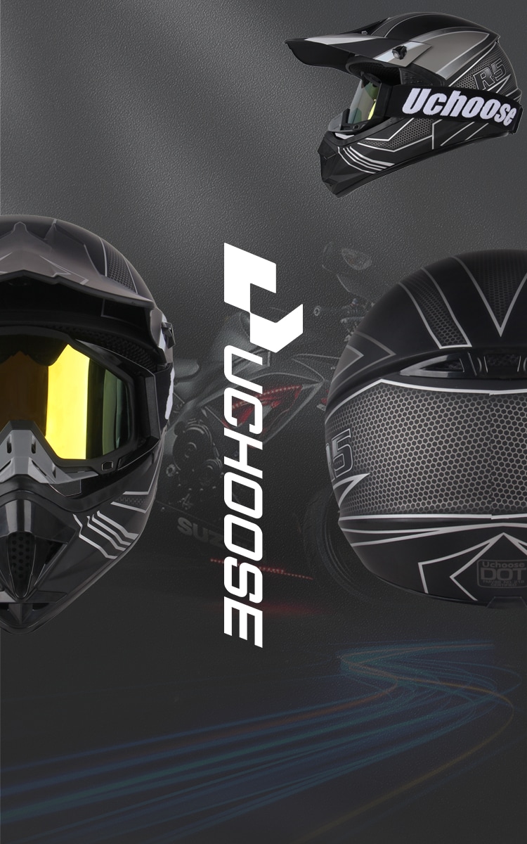 Uchoose Dotcertified Offroad Motorcycle Helmet Classic Racing Helmet