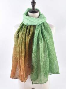 YWQLWJ 1 Miếng 2023 Hàng mới đến Thanh lịch Nhẹ Khăn quàng cổ Đối với phụ nữ , Chế tạo Của Đánh bóng Chất vải , Thoáng khí , Gầy Và Với Hoa In hoa - màu xanh lá - Xem 3