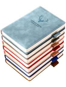 A5厚實橫向線筆記本,帶皮膚般的質感 - 粉色 - 查看 2