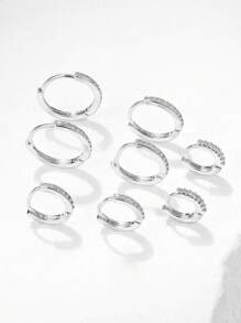 8入組極簡古銅色c型鑽石裝飾耳環,女性聖誕節約會或假期的完美禮物 - 查看 3