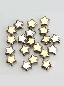 50pcs/Pack 8mm Center Hole Electroplated Glass Pentagram Beads, DIY Jewelry Accessories For Necklace, Bracelet, Earrings