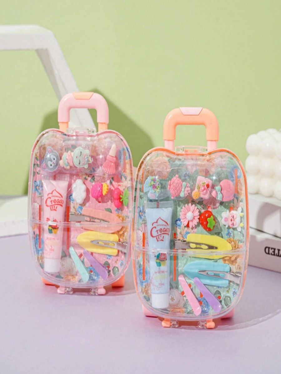 1 Miếng Ngẫu nhiên Phong cách Cô gái Công chúa Vali DIY Kẹp tóc Phụ kiện Hộp Mô phỏng Kẹp tóc Rương kho báu Đóng vai Đồ Chơi Qủa tặng - Nhiều màu - Xem 1
