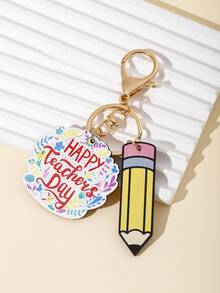 新品可愛鑰匙扣diy手工製作,teacher字母彩虹木牌彩色流蘇鑰匙扣一個,適用於蘋果、鋼筆、書本木質鑰匙掛飾,創意畢業季同學聚會送老師的禮物紀念品,創意禮品,節日禮物,手機汽車配件鑰匙圈 - 彩色 - 查看 3
