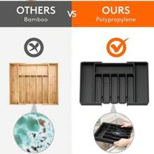 1 Pieza Organizador De Cajón De Caja De Almacenamiento Ajustable Para Utensilios De Cocina - Gris - Ver 8