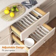 1 Pieza Organizador De Cajón De Caja De Almacenamiento Ajustable Para Utensilios De Cocina - Gris - Ver 6