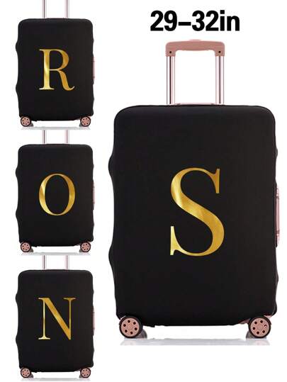 Printed Black Luggage Covers Protector Travel Suitcase Dust Covers For Travel Accessories Luggage Supplies Protective Cover For 18-32 Inch Luggage Covers Suitcase Protective Cover For Holiday For Vacation  Travel Essentials Travel Accessories