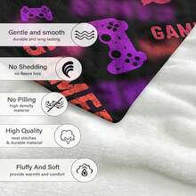 1入柔軟的遊戲圖案數字印花法蘭絨毯,柔軟暖和的毯子,適合送給男孩、兒子、孫子、兄弟、沙發、家庭休閒用毯、空調、午睡、感恩節禮物、聖誕禮物