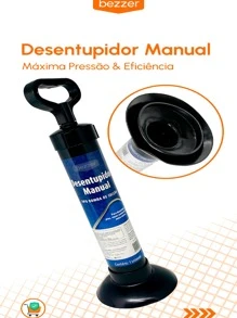 Desentupidor Manual Pistão De Alta Pressão Para Pia Cubas Cano Tanque e Vasos Multiuso Super Eficiente