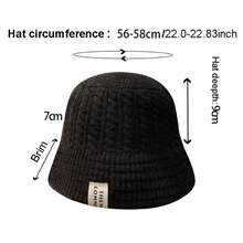1PC Women Winter Bucket Hat Warm Knitted Cable Knit Bucket Hat Casual Foldable Panama Hat Lady Outdoor Sunscreen Sun Cap - White - View 5