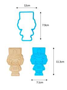 "Christmas Nutcracker Soldier" Cookie Cutter With Template - Blue - View 4