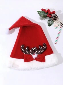 1pc Red Polyester Christmas Hat For Parties, Celebrations And Festivals - Multicolor - View 2