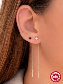 1 对时尚经典女士耳坠爪镶 925 银 18K 镀金浪漫简约 2023 年潮流精美珠宝适合周年纪念情人节 - 金色 - 查看 7