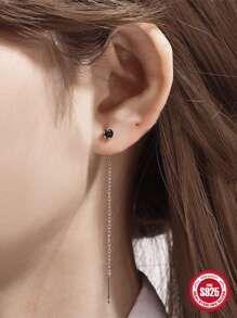 1 对时尚经典女士耳坠爪镶 925 银 18K 镀金浪漫简约 2023 年潮流精美珠宝适合周年纪念情人节 - 金色 - 查看 6