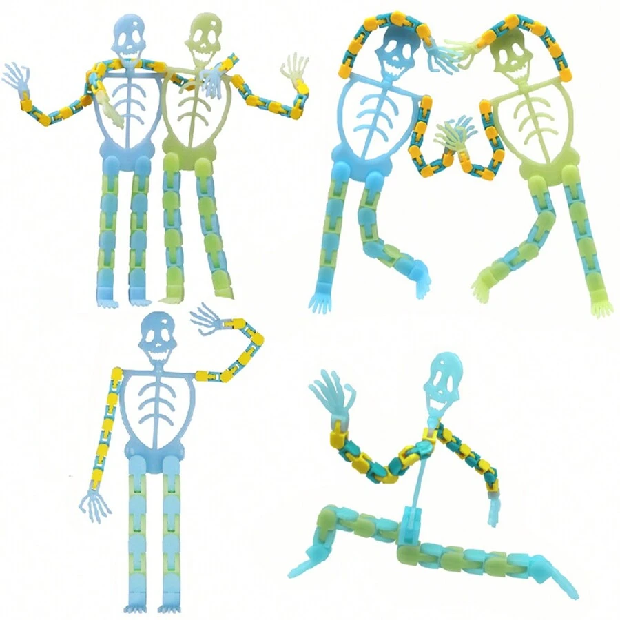 2 Miếng Huỳnh quang Sự biến dạng Bộ xương Đồ chơi Phát sáng trong bóng tối Theo dõi Chuỗi Bộ xương Giảm bớt căng thẳng Qủa tặng Đồ Chơi - Nhiều màu - Xem 1
