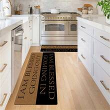 1入長款廚房地墊,全季節適用,防水、柔軟防滑踏墊,易於清潔,門口地毯 - 黑色 - 查看 4