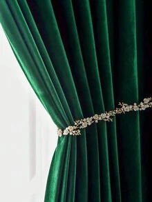 1 件加厚純色窗簾,附桿袋,歐洲簡約風格義大利材質柔軟溫暖,加長地板長度,適合客廳和臥室窗戶裝飾 - 綠色 - 查看 10