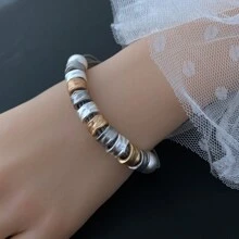 HaiDiLa 一條時尚簡約氣質輕奢度假風格pu繩磁吸串珠女士手鍊,適用於日常、假日、宴會。