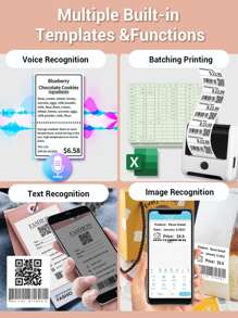 Phomemo 1pc Label Makers- M200 Wireless Label Printer With 1 Roll 40x30mm/ 1.57" X  1.18" Thermal Sticker Label, Sticker Printer For Store Owner, Small Business, Office, Address, Logo, Clothing, Mailing, Business Printer For Phones & PC, Mini Labeler For Barcode, Document, Product Information, Price Tags, Shipping Labels Printing, Label Maker Machine For IOS & Android, Portable Printer For Gift, Fast Printing Inkless Label Makers With 203dpi, Inkless Labeler Support 20-50mm/ 2"- 3" Thermal Label - White - View 3