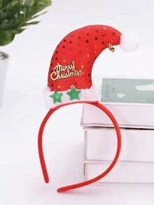 1頂女士時尚可愛的角形聖誕帽聖誕節發帶頭飾,適用於表演派對裝飾