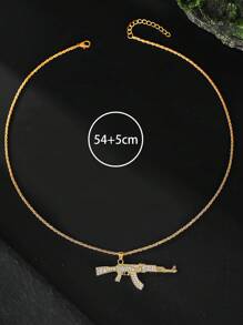 1 pièce Collier pendentif de fusil d'assaut AK47 créatif mode punk rétro avec strass, convient pour le port quotidien des hommes, super cadeau pour lui