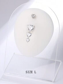 1pc 925 Sterling Silver Heart Shaped Tassel Crystal Navel Ring, Sexy Belly Button Piercing, Perfect For Girls' Night Out, Festival Gift Holiday Valentines