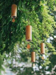 1入組竹和弦設計風鈴,治癒之鐘,手持式和日本風格家飾,適用於陽台裝飾