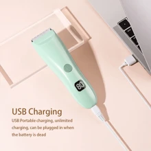 陶瓷刀片婴儿理发剪刀，婴儿电动理发器，美发工具，儿童电动推剪，男士多功能电动剃须刀，带剃须刀，男士美容套装 - 薄荷綠 - 查看 8