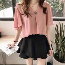 時尚休閒泡泡袖上衣 - 粉色 - 查看 5