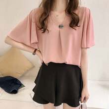 時尚休閒泡泡袖上衣 - 粉色 - 查看 6