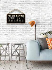 1pc Please Remove Your Shoes Sign - Funny Shoes Off Sign For Front Door Home Wooden Welcome Sign Plaque - Multicolor - View 3