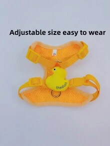 1pc Cute Yellow Duck Chest/back Strap Dog Leash, Suitable For Small Dogs/cats For Daily Outdoor Walking - Yellow - View 7