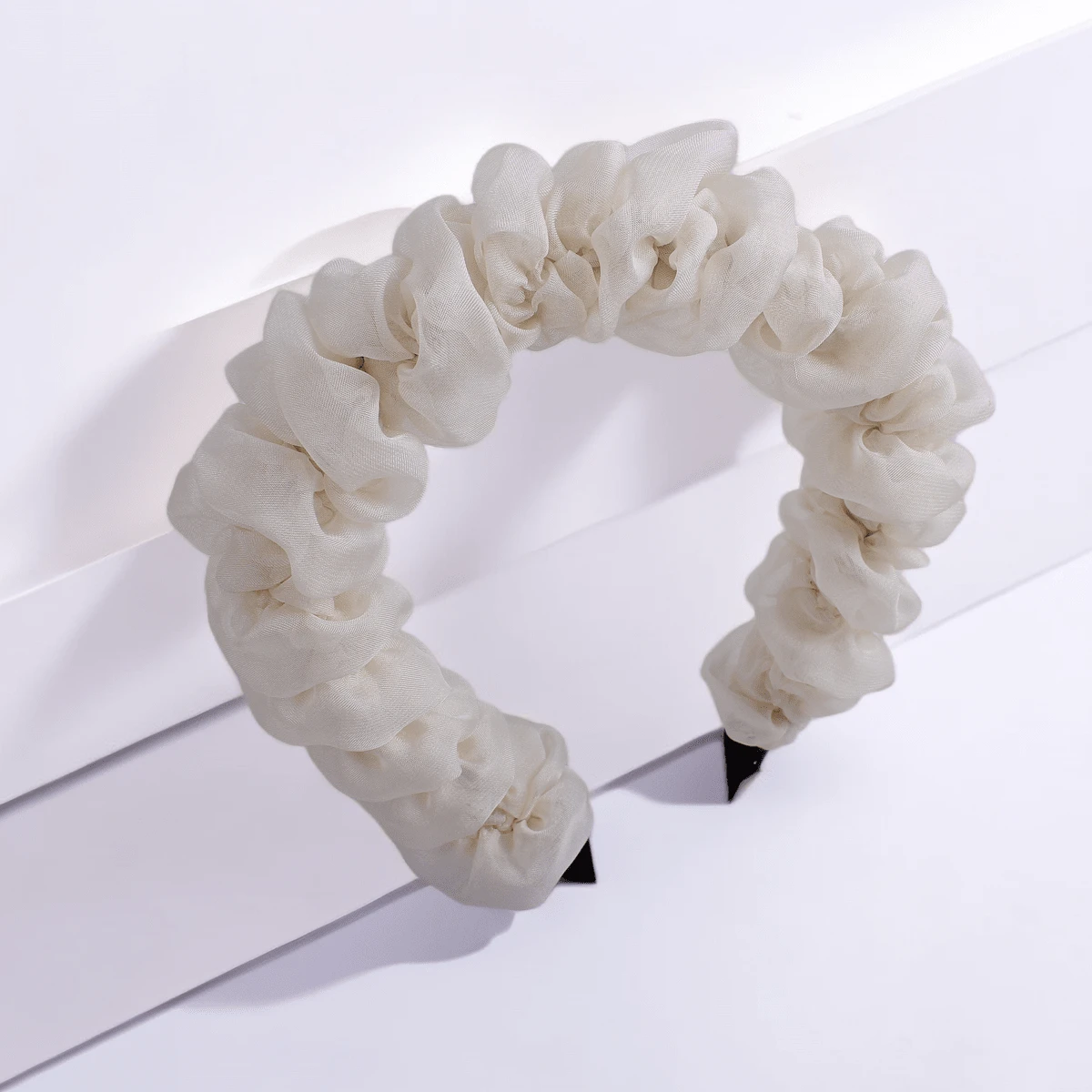 女士網狀和褶皺髮帶,時尚防滑髮箍,適合日常佩戴