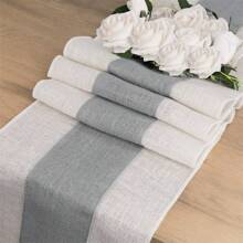 1 tấm vải bố trải bàn, vải chắp vá màu sắc mộc mạc cho trang trại, vải dệt viền ren trang trí bàn ăn, khăn trải bàn lãng mạn cổ điển cho tiệc cưới sinh nhật khách sạn nhà - Xám - Xem 1