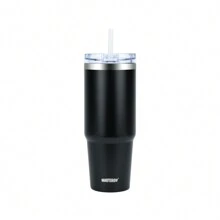 watersy 1pc Tumbler With Lid And Straw 30oz, Stainless Steel Insulated Tumbler Coffee Cup, Durable Double Wall Vacuum Travel Coffee Mug Thermal For Hot And Cold Drinks, Drinkware,black - Black-1 - View 7