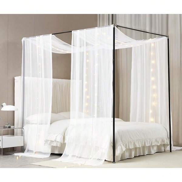 Canopy Bed Curtains with Light Princess Bed Canopy Scarf for Full/Queen