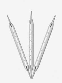 美甲雙頭鑽石&珠子&點陣筆珠寶工具金屬棒繪畫筆 - 銀色 - 查看 6