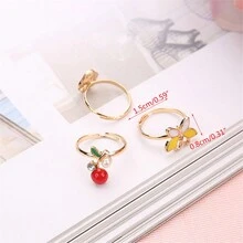 5pcs Random Color Cute Cartoon Toy Rings - Pink - View 2