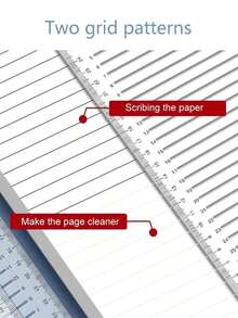 Regla de línea de 1 cm, regla de plantilla de línea recta, regla de marcado de línea transparente, plantilla de caligrafía para tareas escolares de estudiante A4 - Blanco - Ver 6