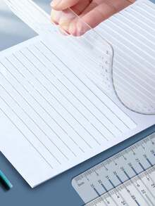 Regla de línea de 1 cm, regla de plantilla de línea recta, regla de marcado de línea transparente, plantilla de caligrafía para tareas escolares de estudiante A4 - Blanco - Ver 3