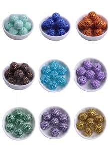 18x20mm 10 Stück Chunky runde bunte Harz Strass Kugelperlen für Bubblegum Halsketten Schmuck - Verschiedenfarbig - Übersicht 2