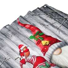 1入組聖誕節禮物淋浴簾 - 2入組聖誕侏儒浴室淋浴簾，可愛的聚酯纖維材質配有12個塑料鉤子，70.8寬x 70.8高