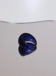 1pc Blue Resin Ring For Women, Fashionable & Gemstone Jewelry For Awards Ceremony & Banquet - Royal Blue - View 2