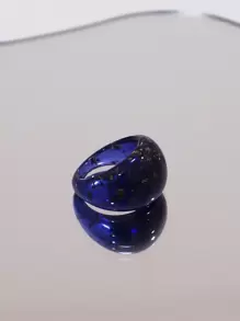 1pc Blue Resin Ring For Women, Fashionable & Gemstone Jewelry For Awards Ceremony & Banquet - Royal Blue - View 1