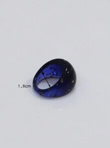 1pc Blue Resin Ring For Women, Fashionable & Gemstone Jewelry For Awards Ceremony & Banquet - Royal Blue - View 3