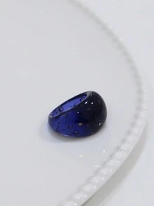 1pc Blue Resin Ring For Women, Fashionable & Gemstone Jewelry For Awards Ceremony & Banquet - Royal Blue - View 5