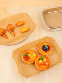 50pcs Rectangle Air Fryer Parchment Paper Liners, Silicone Coated Non-stick Baking Sheets For Large Square Fryers - Brown - View 4