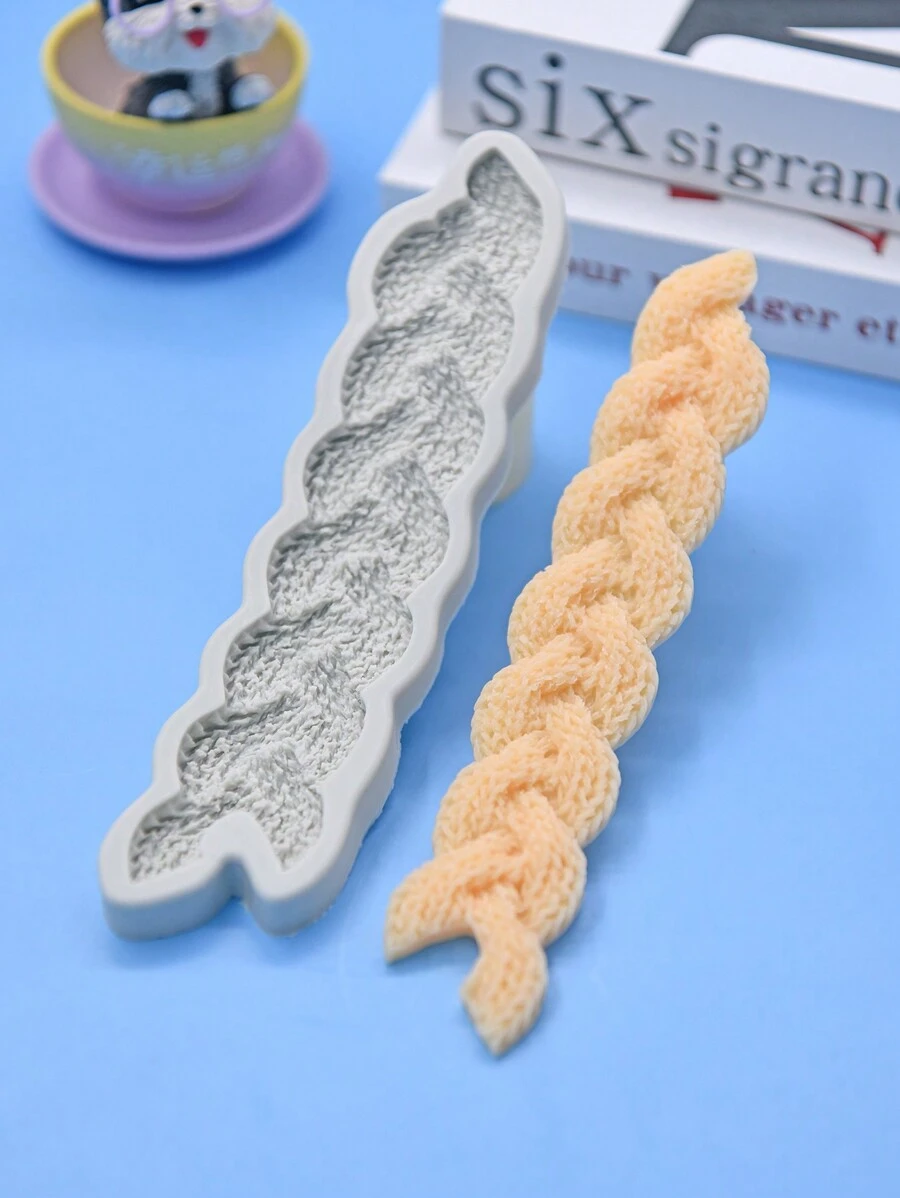 1個編織繩設計的矽膠蛋糕模具 - 淺灰色 - 查看 1