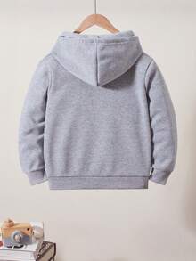 男童笑脸图案印花连帽衫和运动裤 2 件套 - 灰色 - 查看 2