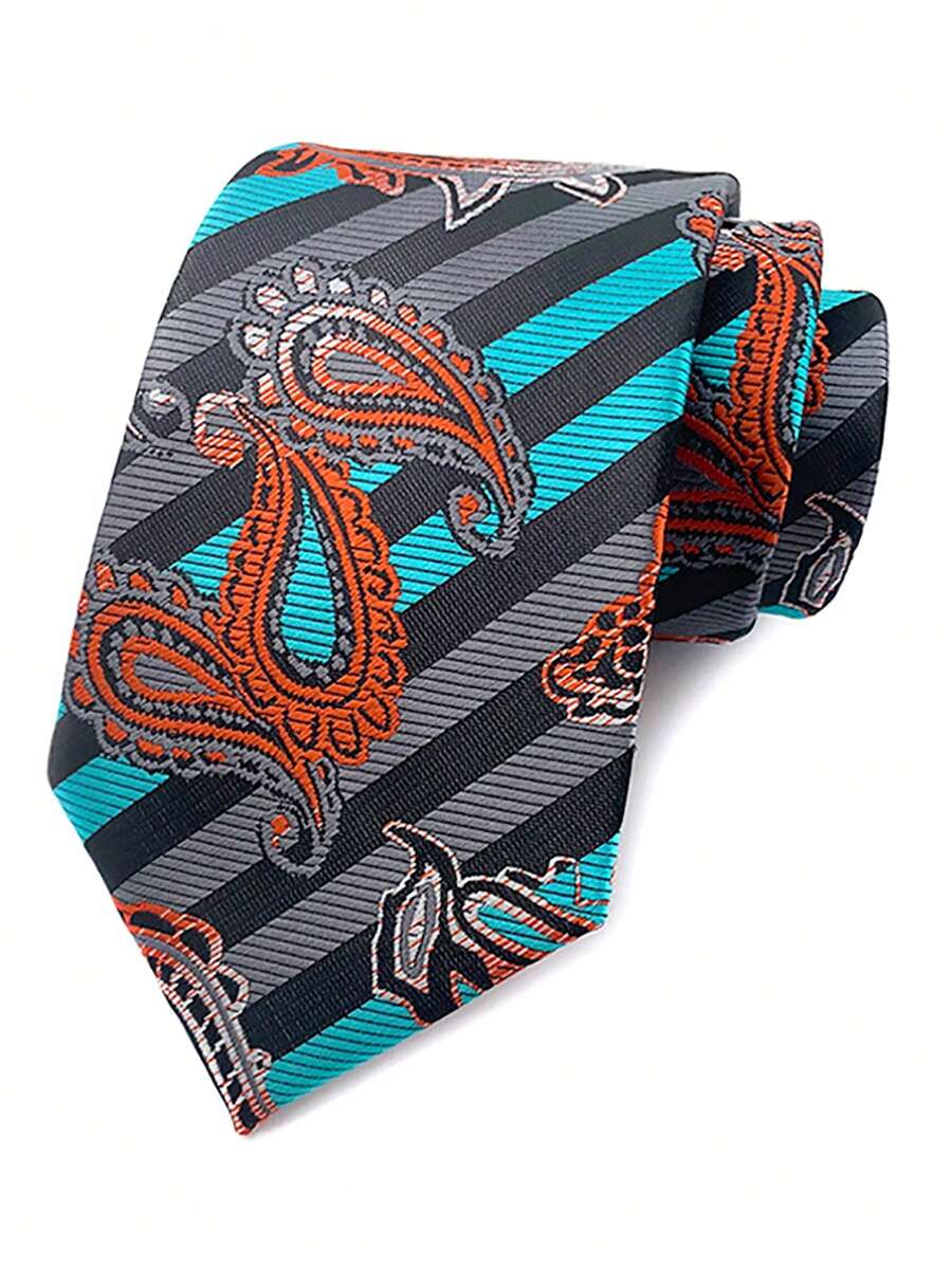 1條男士8cm圖案領帶,適用於時尚、婚禮、派對、商務場合