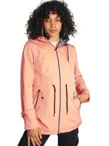 Chamarra Chaqueta Cazadora Moda Y Vanguardia Para Mujer - Naranja Coral - Ver 1